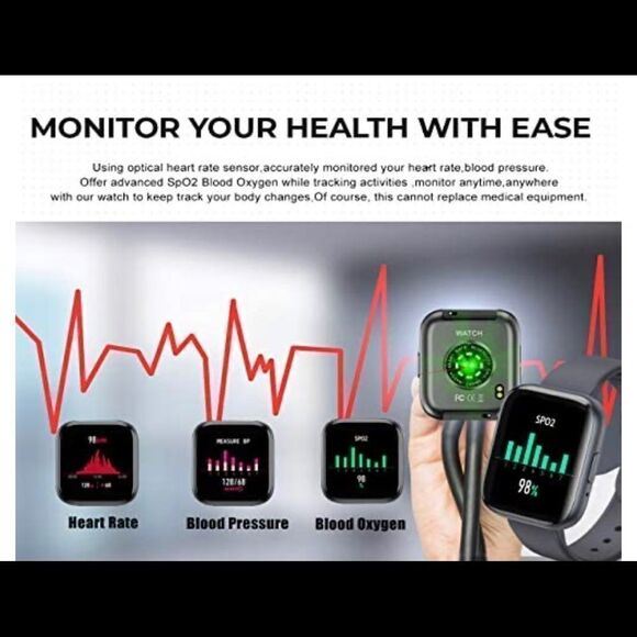Smart watch black band and white band, unisex main image 11